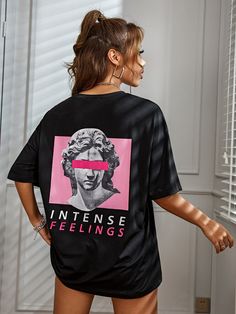 Intense Feelings European Art Statue Street T-shirts Women Fashion Hip Hop Breathable Tops Cotton Oversized Brand Clothing Tees Intense Feelings, Art Statue, Women's Outfits By Occasions, Shirts Women Fashion, Brand Clothing, European Art, Shirts Women, Artistic Expression