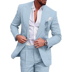 Men's Linen Suits Beach Wedding Summer Suits Solid Colored 2 Piece Tailored Fit One-Button Champagne Beige 2024 2024 - $95.99 Mens Linen Suit, Linen Suits For Men, Cambodia Wedding, Linen Suits, Mens Linen, Wedding Summer, Groom Wear, Linen Suit, Summer Suits