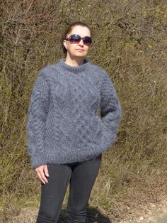 This  unique handmade sweater in gray  is made to give you pleasure and  makes you feel comfortable and stylish.It is suitable for any occasion.With this lovely sweater  you will feel beautiful at any time - in everyday life, at work,at home,visit with friends and relatives,in mountain... Wonderful design,warm and soft.Thick and fuzzy ....it's for you .    Content  - Mohair     Sizes - S, M and L.     Measurements, taken with the sweater  laid flat, not stretched:   - Width - 55 sm / 22 ''   - Lenght - 70 sm / 28 ''   - Lenght sleeve from the beginning to the neck - 74 sm / 29.6 ''    Please check carefully the described measurements before you decide to purchase this item.     Thank you for your understanding .     If you want this sweater in another color,please contact me.     Processin Gray Knitted Sweater For Fall, Gray Knit Sweater For Fall, Gray Hand Knitted Sweater For Fall, Gray Hand-knitted Sweater For Fall, Hand Knitted Gray Sweater For Fall, Fall Knitting Pattern In Gray, Gray Knit Sweater With Crew Neck, Gray Crew Neck Sweater With Knit Fabrication, Gray Long Sleeve Knitted Sweater