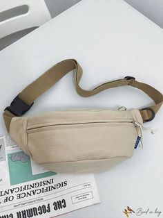 BirdinBag - Canvas Travel Phone Bag: Casual Waist Belt for Phone - Convenient Fanny Pack Casual Beige Pouch Chest Bag, Casual Beige Belt Bag With Large Capacity, Casual Beige Belt Bag Shaped As Shoulder Bag, Casual Beige Belt Bag As Shoulder Bag, Beige Casual Shoulder Belt Bag, Casual Beige Shoulder Belt Bag, Large Capacity Beige Belt Bag As Shoulder Bag, Everyday Large Capacity Beige Belt Bag, Beige Belt Bag With Large Capacity