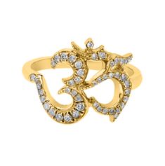 14K Solid Gold Om Ring with Diamonds – Kabartsy Om Ring, The Universe Has Your Back, Downtown Los Angeles, Blue Sapphire Rings, Silver Pieces, Always Remember, Your Back, Gold Bands, Consciousness