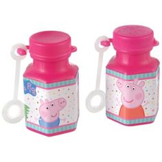 two pink pep the pig water bottles with handles