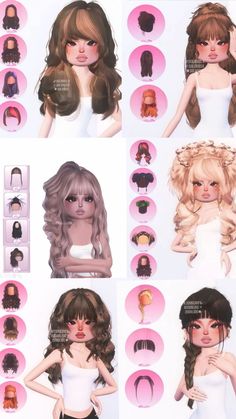 several different types of wigs and hair styles