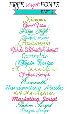 the font used in this handwritten poster is very colorful and has many different types of lettering