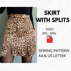 the skirt with slits sewing pattern is available in sizes xs - xxl