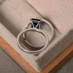 Sapphire engagement ring September birthstone sterling | Etsy White Gold Sapphire Promise Ring Square Cut, White Gold Square Cut Sapphire Promise Ring, Square Cut Sapphire Ring In White Gold For Promise, White Gold Sapphire Ring With Square Cut, Emerald Cut Solitaire Sapphire Promise Ring, Emerald Cut Sapphire Solitaire Promise Ring, Square Cut Sapphire Ring For Anniversary, Square Cut Sapphire Ring For Promise, Square Cut Sapphire Ring With Prong Setting