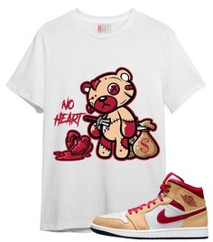 Shirt For Jordan 1 Mid Light Curry Cardinal Red Beige No Heart Tee Match GS Beige Red The unisex heavy cotton tee is the basic staple of any wardrobe. It is the foundation upon which casual fashion grows. All it needs is a personalized design to elevate things to profitability. The specially spun fibers provide a smooth surface for premium printing vividity and sharpness. No side seams mean there are no itchy interruptions under the arms. The shoulders have tape for improved durability.\n.: 100% Casual Red T-shirt With Heart Graphic, Cotton T-shirt With Heart Graphic For Streetwear, Casual Red Shirt With Heart Graphic, Red Heart Graphic T-shirt With Short Sleeves, Red Crew Neck Top With Heart Graphic, Red Short Sleeve T-shirt With Heart Graphic, Red Crew Neck T-shirt With Heart Graphic, Red Heart Graphic T-shirt For Streetwear, Retro 9