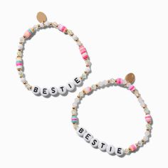 ''Bestie'' Beaded Stretch Bracelet Friend Ship Bracelets, Friendship Bracelets Gold, Friends Bracelet, Crown Hair Clip, Sensitive Ears Earrings, Friend Ship, Piercing Kit, Best Friend Bracelets, Word Bracelet