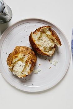 two pieces of bread on a white plate