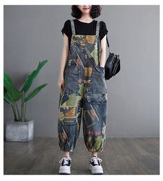 Get ready for warm weather with this stylish kidcore full letters print pockets denim romper. perfect for any occasion, this romper features full letters print and pockets for added convenience. Denim Jumpsuits, Streetwear Jeans, Suspenders For Women, Oversized Streetwear, Bleached Denim, Denim Romper, Printed Jeans, Vintage Streetwear, Rave Wear