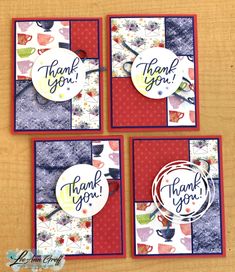 four cards with thank you written on them