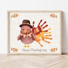 Thanksgiving Handprint Art | Turkey Handprint Art | Ollie + Hank Turkey Handprint Art, Thanksgiving Handprint Art, Watercolor Turkey, Thanksgiving Handprint, Baby Handprint Art, Care Giver, Turkey Print, Turkey Handprint, November Crafts