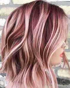 Gold Hair Colors, Medium Hair Color, Hair Color Rose Gold, Creative Hair Color, Colourful Hair, Girl Trends, Colour Ideas, Rose Gold Hair, Creative Hairstyles