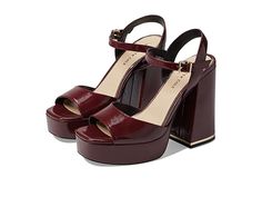 Kenneth Cole New York Dolly - Women's Shoes : Plum : Kenneth Cole New York Dolly sandals takes your fashion game a notch higher, offering comfort and style at once. Man-made upper. Man-made lining and insole. Buckle closure. Block heel. Sleek over the toe straps. Textured pattern on the outside. Man-made outsole. Imported. Measurements: Heel Height: 5 in Weight: 1 lb Platform Height: 1 1 2 in Product measurements were taken using size 9, width M. Please note that measurements may vary by size. W Modern Sandals With Reinforced Heel, Trendy High Heel Sandals With Reinforced Heel, Patent Leather Slingback Sandals With Removable Insole, Trendy Closed Toe Slingback Sandals With Heel Strap, Trendy Platform Sandals For Formal Occasions, Patent Leather Open Toe Slingback Sandals, Open Toe Patent Leather Slingback Sandals With Heel Strap, Spring Closed Toe Slingback Sandals With Reinforced Heel, Trendy Block Heel Sandals With Cushioned Footbed