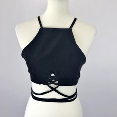 Black Suede Strappy Zip Up Racerback Crop Top Tank Condition: New Without Tags. No Rips Or Stains. Has No Brand Or Care Tags. Sizes: Small And Medium Made In China Approximate Measurements (Flat Lay): Size Small: Length: 9.5 In. Bust: 15.5 In. Size Medium: Length: 10 In. Bust: 17 In. Features: Zip Back Closure Halter Neckline Racerback Silhouette Suede Fabric Lined Convertible Straps On Hem For A Unique Style S: A217, 218, 219, 220, 221 M: A222, 223, 224 Casual Crop Top With Built-in Bra And Strappy Back, Black Cropped Halter Top With Built-in Bra, Summer Crop Top With Tie Back For Night Out, Casual Tank Top With Built-in Bra And Strappy Back, Black Halter Neck Crop Top With Built-in Bra, Black Top With Built-in Bra For Day Out, Black Halter Top With Built-in Bra For Spring, Black Tops With Built-in Bra And Strappy Back, Black Top With Built-in Bra And Strappy Back