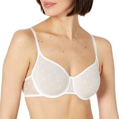 Dkny Women's Monogram Mesh Unlined Demi Bra Dk4039 Seduction Never Felt Softer Than With This Dkny Demi Bra, Showcasing Logo-Knitted Mesh. Style #Dk4039 Support Level: Underwire; Moderate Support Straps: Adjustable Straps Imported Cups: Unlined Cups Coverage: Full Coverage Special Features: Logo Knitted Into Mesh Closure: Back Hook-And-Eye Closure Materials & Care Hand Wash Nylon/Spandex Red Lace Bra, White Lace Bralette, Sheer Bra, Comfortable Bras, Racerback Bra, Everyday Bra, Black Bralette, Demi Bra, Pink Bra