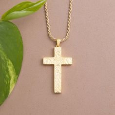 18kt Yellow Gold Over Sterling Silver The Mother Cross Pendant with 14"+8" Extender Rope Chain. Rope Chain, Cross Pendant, Cross Necklace, Yellow Gold, Sterling Silver, Chain, Pendant, Yellow, Silver