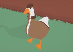 a cartoon duck is standing in the grass