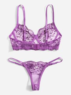 This elegant Purple See Through Lingerie Set features delicate lace, adding a touch of femininity to your ensemble. Its see-through design adds a hint of seduction to your look. Crafted with expert craftsmanship and a stylish look, this set is perfect for adding a touch of sophistication to any outfit. Cheap Blue Intimates With Straps, Cheap Intimates With Lace Trim And Spaghetti Straps, Cheap Black Floral Print Intimates, Cheap Party Intimates With Spaghetti Straps, Cheap Sleeveless Club Intimates, Cheap Intimates With Lace Trim For Bedtime, Shein Bra Sets, Bra And Dress, Luxury Feminine Intimates With Lace Trim