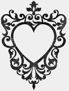 a black and white drawing of a heart