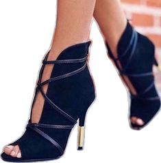 Open Toe Ankle Boots, High Heels Classy, Womens Black Booties, Heels Classy, Combat Boot, High Heel Boots Ankle, Casual Heels, Womens Shoes High Heels, Fabulous Shoes