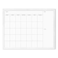 a white magnetic board with the calendar on it