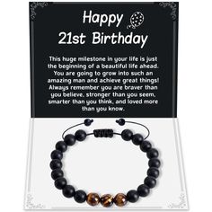 PRICES MAY VARY. 21st Birthday Gifts for Him: Hey the 21 year-old, you're move into a cool age! This lovely 21st gifts bracelet with inspirational card is sure to WOW your friend, brothers, niece, sons who just turns 21 years old. Suitable for 21st Birthday Gifts for Him, Happy 21st Birthday Decorations for Him, 21 Years Old Gift for Your Male Best Friends, Gifts For 21st Birthday male. Happy 21 Years Old Birthday: He will be reminded of your love and concern for her when he see this 21st birthd Personalized Beaded Bracelets For Birthday, Personalized Friendship Bracelet For Birthday, Personalized Black Wristband For Birthday, Personalized Friendship Bracelets For Father's Day, Adjustable Black Wristband For Birthday Gift, Adjustable Black Wristband As Birthday Gift, Adjustable Black Wristband, Black Bracelets For Birthday Or Valentine's Day, Adjustable Black Friendship Bracelet For Birthday