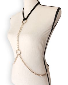 O-Ring Chain Harness — Clarke & Barba Gold Chain Harness, Edgy Adjustable Harness For Night Out, Adjustable Edgy Harness For Night Out, Edgy Adjustable Body Jewelry For Parties, Edgy Adjustable Chain Belt For Parties, Adjustable Edgy Body Jewelry For Parties, Adjustable Harness For Festival, Adjustable Edgy Chain Belt For Party, Edgy Waist Chain For Festivals