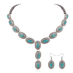 PRICES MAY VARY. Concho Jewelry Set with Rustic Couture's by Montana West. Western Necklaces with Earrings Made of Alloy with Turquoise. Design Features Western Concho Style. Package Includes a Pair of Western Dangle Earrings and a Piece of Pendant Necklace. Rustic Couture's Western Jewelry Set for Women Cowgirl Vintage Western Necklace Earring Concho Jewelry, Cowgirl Turquoise, Cowgirl Vintage, Western Necklace, Turquoise Design, Western Necklaces, Zuni Jewelry, Bohemian Necklace, Western Jewelry