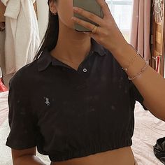 Brand New (Without Tags) Cropped Ralph Lauren Polo From Urban Outfitters Size S/M Color: Blue/ Navy Super Cute With A Stretchy Bottom And Perfect For The Transition Into Fall/ Great Layering Piece Never Worn Out Before Ralph Lauren Collared Summer Tops, Ralph Lauren Collared Tops, Polo Crop Top, Beaded Crop Top, Cropped Polo, Polo Shirt Colors, Baby Crop Top, Colorful Crop Tops, Ralph Lauren Polo Shirt