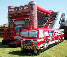 Fire Station Bounce House Fire Truck Birthday Party, Birthday Party Rentals, Fire Truck Birthday, Fireman Party, Firetruck Birthday Party, Fire Truck Party, Fireman Birthday, Truck Birthday Party