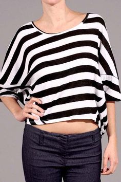 Size: Large Chic Cotton Top With Horizontal Stripes, Chic Oversized Striped Top, White Horizontal Stripe Summer Top, Black Tops With Vertical Stripes For Summer, Trendy Oversized Tops With Contrast Stripes, Oversized Trendy Top With Contrast Stripes, Trendy Oversized Top With Contrast Stripes, Chic Oversized Tops With Vertical Stripes, Black Vertical Stripes Top For Spring