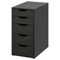 a black filing cabinet with five drawers