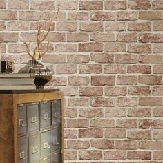 Stretcher Brick Peel & Stick Wallpaper in Red from the Stonecraft Collection by York Wallcoverings Reclaimed Wood Wall Panels, Architectural Finishes, Brick Wallpaper Roll, White Wash Brick, Wood Accent Wall, Reclaimed Wood Wall, York Wallcoverings, Brick Wallpaper, Brick Design