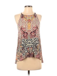 Sophie Rue Sleeveless Blouse Size: Small Tops - used. 100% RAYON | Sophie Rue Sleeveless Blouse: Orange Tops - Size Small Multicolor Stretch Cami Top, Stretch Multicolor Cami Top, Printed Sleeveless Tank Top For Vacation, Sleeveless Printed Beach Top, Printed Sleeveless Beach Tops, Sleeveless Printed Tops For Beach, Printed Sleeveless Camisole For Summer, Printed Halter Neck Tank Top For Summer, Beach Halter Neck Printed Tank Top