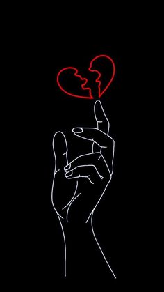 a drawing of a hand holding up a heart