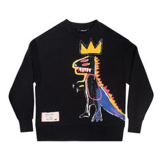 Stay cozy and comfy with this Basquiat sweatshirt! This medium weight fleece crewneck features Basquiat’s Pez Dispenser across the front—with the dinosaur’s tail extending to the back side of the crewneck. The bottom left of the crewneck features a sewn-in woven tag printed with Basquiat’s handwritten text from his famed notebook pages. Style this cozy sweatshit with the matching Basquiat Pez Dispenser Sweatpants to complete the look! Machine wash cold with like colors; Do not bleach; Do not iro Personalized Yeti, Trademark Symbol, Handwritten Text, Notebook Pages, Pez Dispensers, Yeti Cup, Jean Michel Basquiat, Tag Print, Closet Essentials