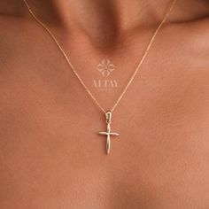 "ABOUT PRODUCT This 14K Gold Cross Necklace is suitable gift for girlfriend, mom and her. You can even buy as a birthday gift for your friends or anniversary gifts, If you want to add a special note we can write for you and put to inside of package. We manufacture our jewelry pieces with carefully and after production we double checking in quality control department. Our main idea is keep our items for daily wearing especially for minimalist jewelry pieces. This lovely cute 14k Gold Cross Neckla Dainty Cross Jewelry For Mother's Day, Personalized Cross Pendant Jewelry Gift, Personalized Cross Pendant Jewelry For Gifts, Mother's Day Gift Cross Pendant Necklace, Personalized Cross Jewelry For Birthday Gift, Valentine's Day Cross Pendant Jewelry Gift, Valentine's Day Gift Cross Pendant Jewelry, Cross Necklace For Mother's Day Gift, Cross Jewelry For Birthday And Mother's Day