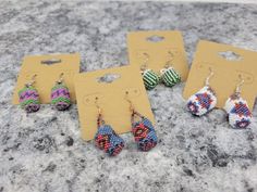 Casual Handmade Beaded Earrings, Handmade Casual Beaded Earrings, Multicolor Drop Earrings With Bead Caps, Multicolor Bead Cap Drop Earrings, Handmade Beaded Drop Earrings For Everyday, Casual Handmade Beaded Dangle Earrings, Handmade Multicolor Rectangular Beaded Earrings, Casual Beaded Earrings Gift, Everyday Multicolor Handmade Earrings