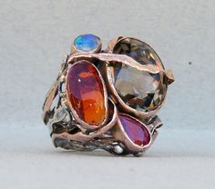 ring-silver,rose gold,fire opal,blue opal,ruby,smoky quartz Wrapped Rings, Wishful Thinking, Wire Wrapped Rings, Blue Opal, Silver Rose Gold, Ring Silver, Smoky Quartz, Fire Opal, Wire Wrapped