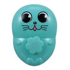 a blue plastic toy with a cat's face on it