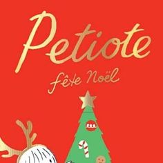 a christmas card with an image of a cat next to a tree and the words petite fete noel