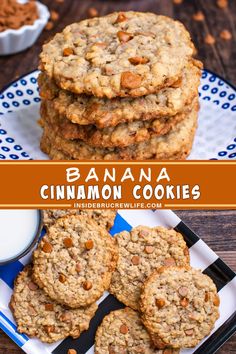 banana cinnamon cookies stacked on top of each other