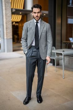 Autumn London Lookbook – Kit Blake Mens High Waisted Trousers, Autumn 23, Sartorial Style, Flannel Trousers, Gq Fashion, Grey Suit Jacket, Stylish Men Casual, Stylish Mens Outfits, Sports Blazer