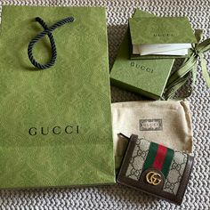 Brand New And Authentic Gucci Card Case Wallet All Original Packaging Gucci Inspired Wallet, Gucci Key Wallet, Gucci Passport Cover, Brown Gucci Wallet, Gucci Bifold Wallet With Original Box, Designer Brown Wallet For Gift, Designer Brown Wallet As Gift, Gucci Bifold Wallet Gift, Gucci Luxury Wallets For Gift