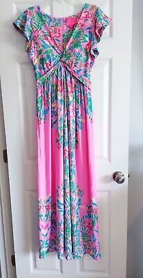 NWT LILLY PULITZER HAVANA PINK CASA JAGUAR VERONA FLUTTER SLEEVE MAXI DRESS 12 | eBay Pink Floor-length Maxi Dress For Vacation, Pink Floor-length Maxi Sundress, Flowy Pink Sleeveless Maxi Dress, Pink Floor-length Midi Dress For Beach, Casual Floor-length Pink Dress, Pink Lined Maxi Dress For Beach, Pink Flowy Floor-length Midi Dress, Short Sleeve Lined Dress For Vacation, Flowy Lined Pink Dress