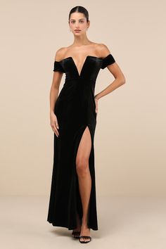 Slip into the Lulus Captivating Silhouette Black Velvet Off-the-Shoulder Maxi Dress for a look no one will be able to deny! Plush velvet shapes this sultry dress that has an off-the-shoulder neckline (with hidden no-slip strips) and a notched bodice with a plunging internal V-bar, all framed by short sleeves. High, fitted waist tops a figure-skimming mermaid skirt that falls to an elegant maxi hem. Hidden back zipper/clasp. Fit: This garment fits true to size. Length: Floor length. Size medium m Off-shoulder Velvet Evening Dress, Fitted Off-shoulder Velvet Dress, Off-shoulder Velvet Dress For Evening, One Shoulder Velvet Evening Dress, Evening One-shoulder Velvet Dress, Off-shoulder Velvet Party Dress, One-shoulder Velvet Evening Dress, Elegant Off-shoulder Velvet Party Dress, Fitted Off-shoulder Velvet Dress For Night Out