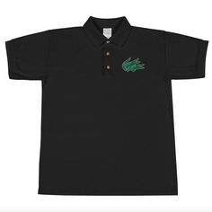 Sexy Crocs Embroidered Polo Shirt by Jason Guo - Jason Guo Art - Chicago artist Jason Guo Green Cotton Polo Shirt For Streetwear, Green Cotton Polo Shirt With Graphic Print, Embroidered Polo Shirts, Collar And Cuff, Black Media, The Mind, Black Shirt, White Shorts, Pop Art