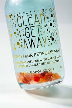 CLEAN GET AWAY MIST / BODY + HAIR PERFUME – Little Shop of Oils Moss Crystal, Apothecary Candles, Ylang Ylang Essential Oil, Candle Cards, Natural Preservatives, Hair Perfume, Fresh Feeling, Sea Moss, Carnelian Stone