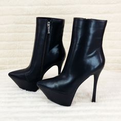 Kinder Pointy Toe Platform Stiletto Heel Ankle Boots Black Stretch | Totally Wicked Footwear Stiletto Boots Outfit, Ankle Boots Black, Platform Stilettos, Stiletto Boots, Heel Ankle Boots, Retail Box, Heeled Ankle Boots, Boots Outfit, Black Stretch